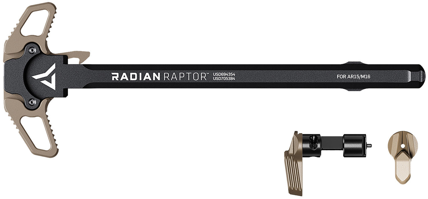 Radian Weapons R0299 Raptor  Charging Handle & 45/90 Talon Safety, FDE, Ambi Controls, Fits Mil-Spec AR-15/M16 Platform