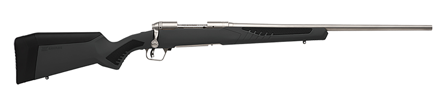 Savage Arms 57053 110 Storm Full Size 30-06 Springfield 4+1 22" Matte Stainless Button-Rifled Barrel, Matte Drilled & Tapped Stainless Steel Receiver, AccuStock Matte Gray Synthetic Stock, Right Hand
