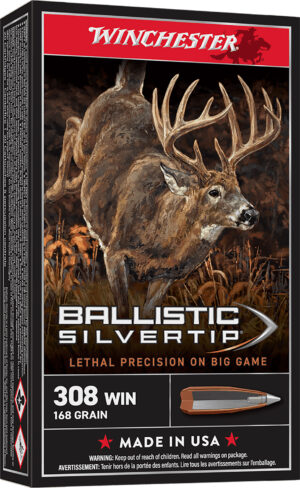 Winchester Ammo SBST308A Ballistic Silvertip  308Win 168gr Rapid Controlled Expansion Polymer Tip 20 Per Box/10 Case