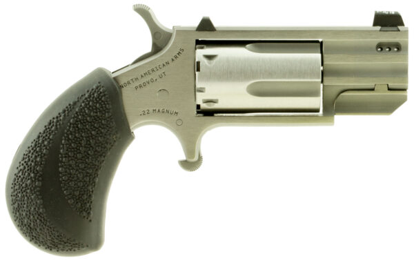 North American Arms PUGDP Pug  22 WMR 5 Shot 1" Stainless Steel Ported Barrel, Stainless Steel Frame, Stainless Cylinder, Black Polymer Grip, Exposed Hammer
