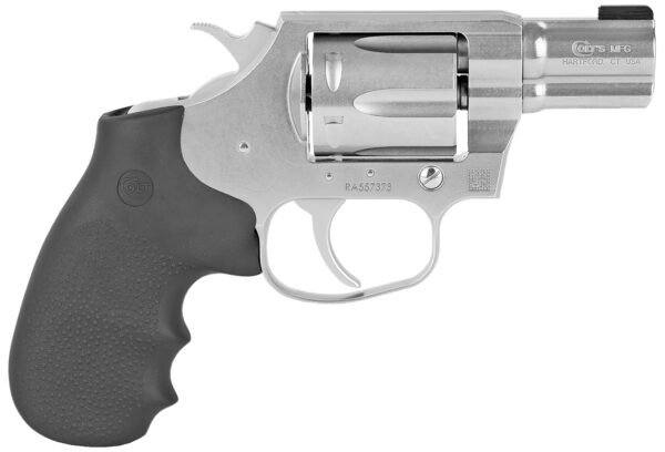 Colt Mfg COBRASB2BB Cobra  38 Special 6 Shot 2" Brushed Stainless Steel Barrel & Cylinder,  Matte Stainless  Frame, Black Hogue Rubber w/Finger Grooves Grip