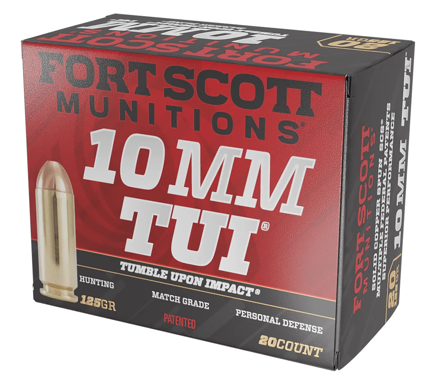 Fort Scott Munitions 10MM124SCV Tumble Upon Impact (TUI) 10mmAuto 125gr Solid Copper Spun 20 Per Box/25 Case