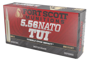 Fort Scott Munitions 556062SCV Tumble Upon Impact (TUI)  5.56x45mmNATO 62gr Solid Copper Spun 20 Per Box/25 Case