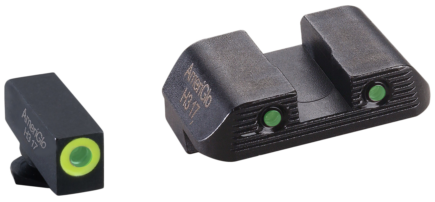 AmeriGlo GL822 Trooper Sight Set for Glock Green Tritium LumiGreen Outline Front Sight-Green Tritium Black Outline Rear Sight