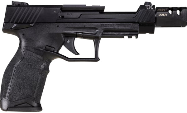 Taurus 1-TX22C151T10 TX22 Competition 5.40" 10+1 (3) Black Polymer Frame Black Anodized Ported Aluminum Slide with Optics Mount Aggressive Textured Black Polymer Grip Includes Compensator