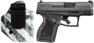 Taurus 1-GX4M931-CK7 GX4  9mm Luger 11+1 3.06" Satin Black DLC Steel Barrel, Black Nitride Serrated Slide, Black Polymer Frame w/ Interchangeable Backstrap Grips Includes B&W US Flag Holster