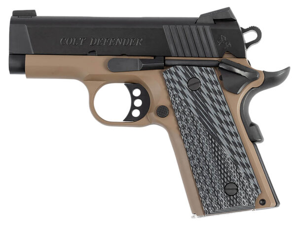 Colt Mfg O7800XEFDE Defender  45 ACP 7+1 3" Black Carbon Steel Serrated Slide, Flat Dark Earth Aluminum Frame w/Beavertail, G10 Grip