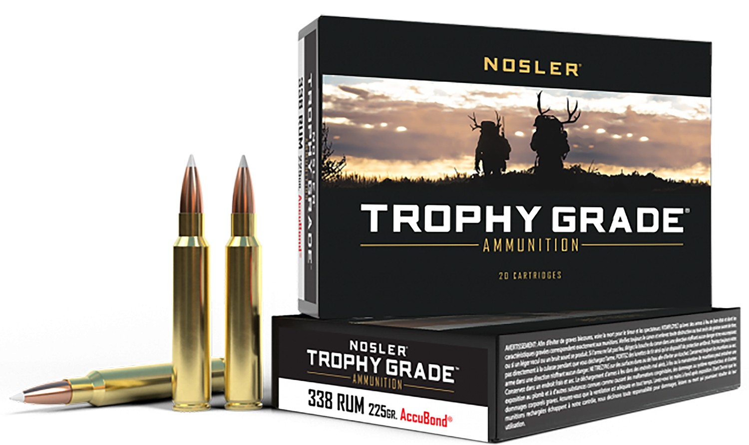 Nosler 60083 Trophy Grade 338RUM 225gr Nosler AccuBond 20 Per Box/10 Case