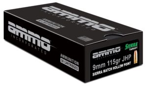 Ammo Inc Signature Match 9mm Luger Handgun Ammo - 115 Grain | Sierra Match HP | 50rd Box