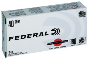 Federal RTP40180 Range & Target  40S&W 180gr Full Metal Jacket 50 Per Box/20 Case