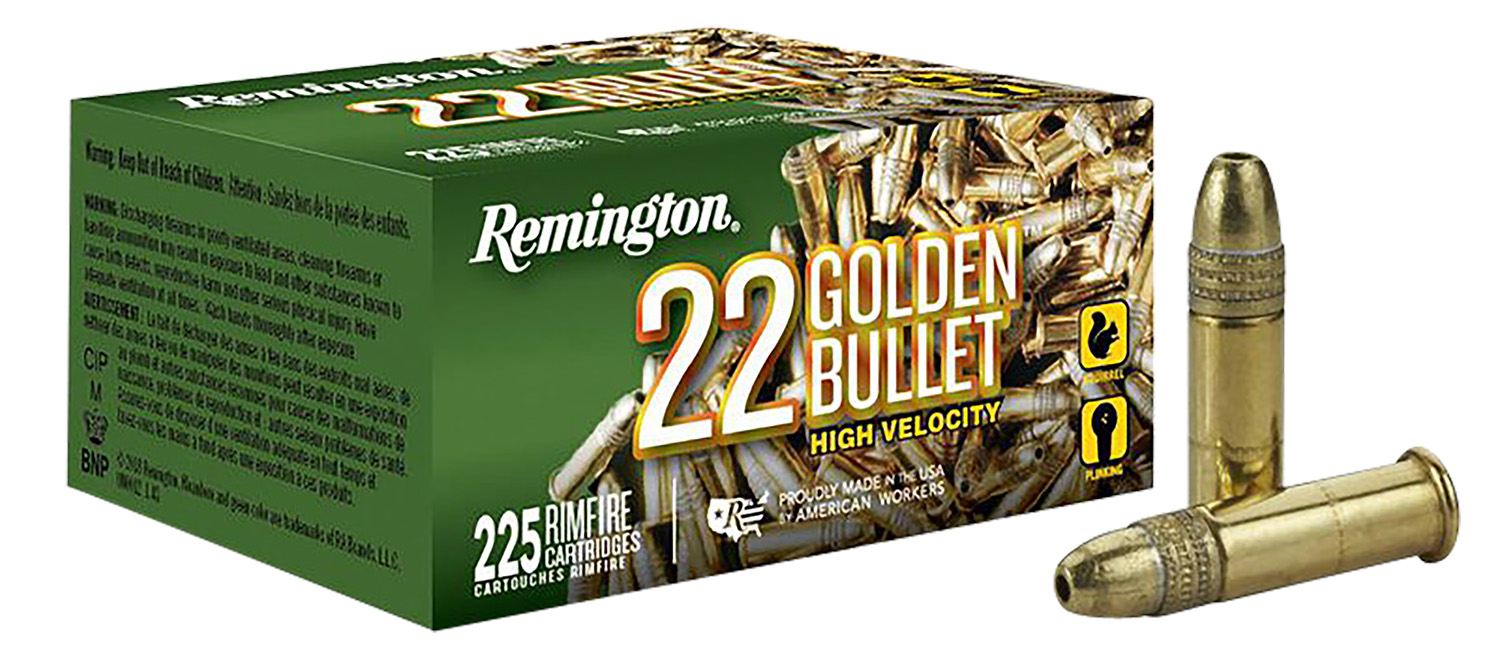 Remington Ammunition 21229 Golden Bullet Rimfire 22LR 36gr Plated Hollow Point 225 Per Box/10 Case
