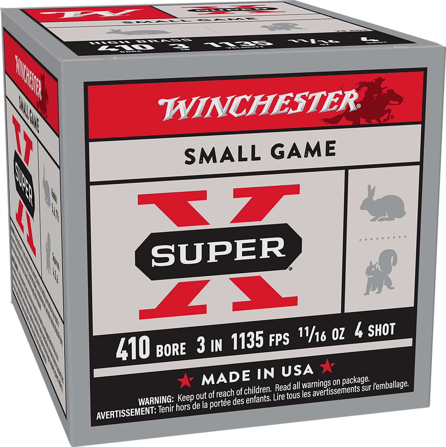 Winchester Ammo X4134 Super X Heavy Game Load High Brass 410Gauge 3" 11/16oz 4Shot 25 Per Box/10 Case