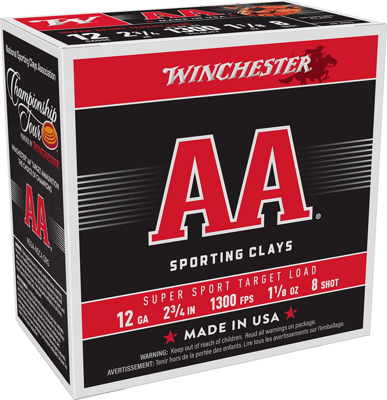 Winchester Ammo AASC128 AA Super Sport Sporting Clay 12Gauge 2.75" 1 1/8oz 8Shot 25 Per Box/10 Case