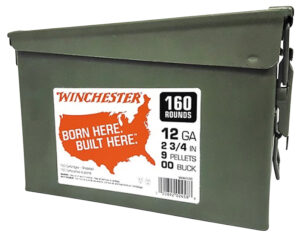 Winchester Ammo WW12C USA  12Gauge 2.75" 9Pellets 00Buck Shot 160rds/2 Case *Ammo Can