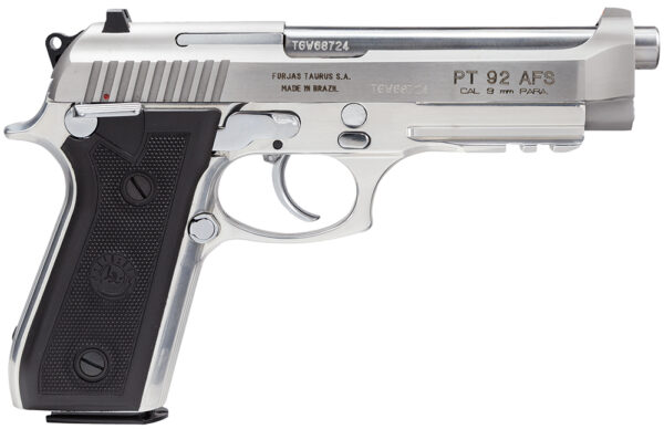 Taurus 1-920159-17 92  Serrated Frame 9mm Luger 17+1 5" Matte Stainless Steel Barrel, Matte Stainless Steel Serrated Slide, Stainless Aluminum Frame w/Picatinny Rail, Black Polymer Grip, Right Hand