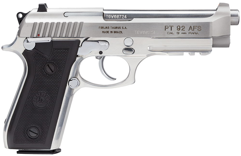 Taurus 1-920159-17 92  Serrated Frame 9mm Luger 17+1 5" Matte Stainless Steel Barrel, Matte Stainless Steel Serrated Slide, Stainless Aluminum Frame w/Picatinny Rail, Black Polymer Grip, Right Hand