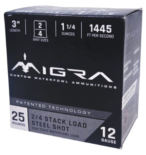 Migra Ammunitions M12SS24 Staxd  12Gauge 3" 1 1/4oz 2/4 Shot 25 Per Box/10 Case