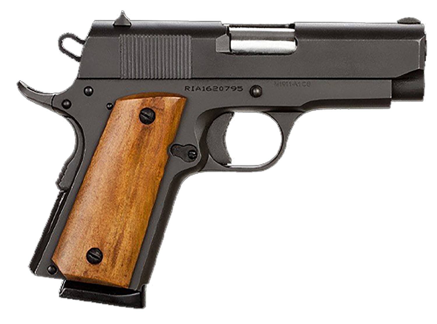 Rock Island 51416MA GI Standard CS *MA Compliant 45 ACP Caliber with 3.50" Barrel, 7+1 Capacity, Overall Black Parkerized Finish Steel, Beavertail Frame, Serrated Slide & Wood Grip