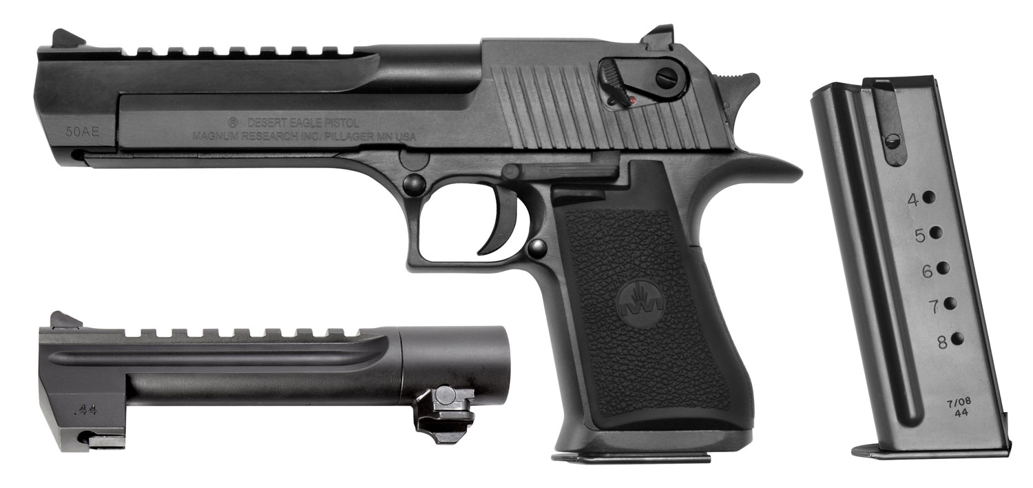 Magnum Research DE50WB6 Desert Eagle Mark XIX Conversion Combo 44 Rem Mag, 50 AE 6" 7+1, 8+1 Black Carbon Steel Frame & Slide Black Rubber Grip