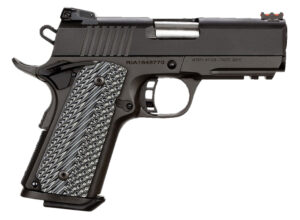Rock Island 51470 Tac Ultra CS 45 ACP Caliber with 3.62" Barrel, 7+1 Capacity, Overall Black Parkerized Finish Steel, Picatinny Rail/Beavertail Frame, Serrated Slide & Black/Gray G10 Grip