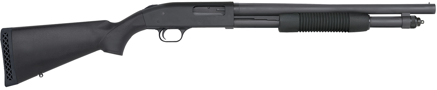 Mossberg 50778 590 Tactical 12 Gauge 6+1 3" 18.50" Cylinder Bore Barrel, Matte Blued Metal Finish, Dual Extractors, Drilled & Tapped Receiver, Synthetic Stock