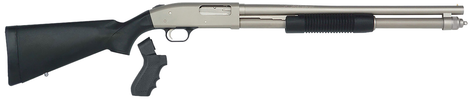 Mossberg 50299 590 Mariner 12 Gauge 8+1 3" 20" Cylinder Bore Barrel, Silver Marinecote Barrel/Receiver, Synthetic Stock, Includes Pistol Grip Conversion Kit