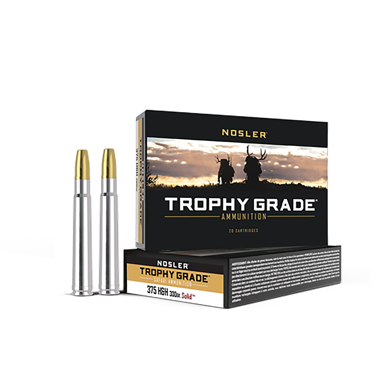 Nosler 40608 Trophy Grade Safari  375H&HMag 300gr Nosler Solid 20 Per Box/10 Case