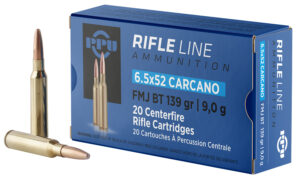 PPU PP6CF Metric Rifle  6.5x52mmCarcano 139gr Full Metal Jacket Boat Tail 20 Per Box/10 Case