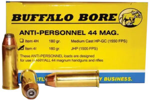 Buffalo Bore Ammunition 4I20 Anti-Personnel Strictly Business 44Rem Mag 180gr Jacketed Hollow Point 20 Per Box/12 Case
