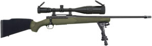 Mossberg 27924 Patriot Night Train 308 Win Caliber with 5+1 Capacity, 22" Threaded/Fluted Barrel, Matte Blued Metal Finish & OD Green Synthetic Stock Right Hand (Full Size) Includes 6-24x50mm Scope