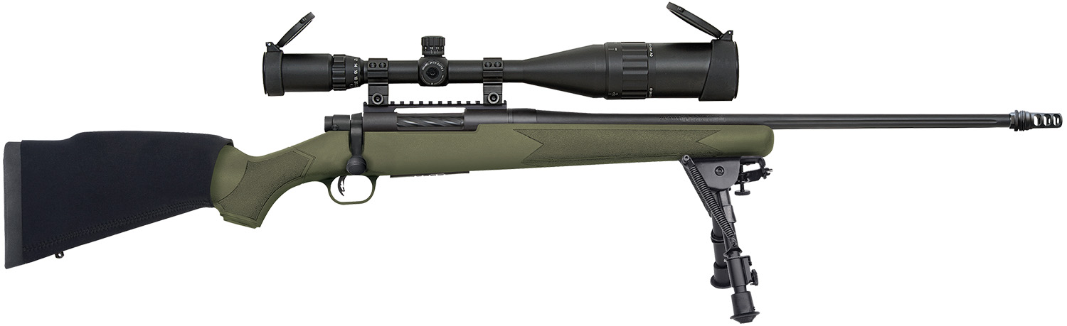Mossberg 27924 Patriot Night Train 308 Win Caliber with 5+1 Capacity, 22" Threaded/Fluted Barrel, Matte Blued Metal Finish & OD Green Synthetic Stock Right Hand (Full Size) Includes 6-24x50mm Scope