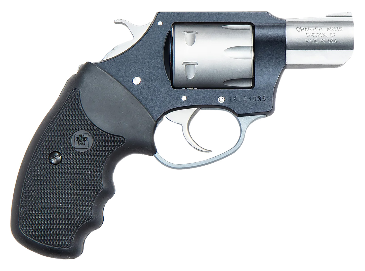 Charter Arms 52370 Pathfinder Lite Small 22 WMR, 8 Shot 2" Matte Stainless Steel Barrel & Cylinder, Aircraft Aluminum Frame w/Black Finger Grooved Rubber Grip, Exposed Hammer