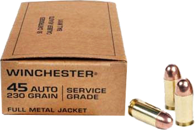 WINCHESTER SERVICE GRADE 45 - ACP 230GR FMJ-RN 50RD 10BX/CS