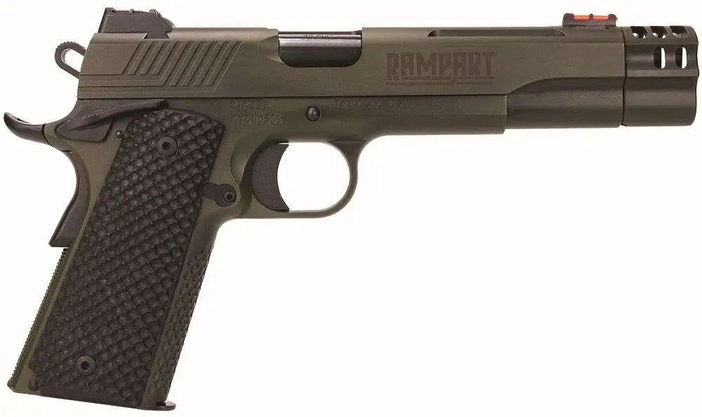 KIMBER RAMPART 1911 38SUPER 5" W/ COMP OD GREEN BLK G10 GRIPS 1-8RD MAG - Image 2