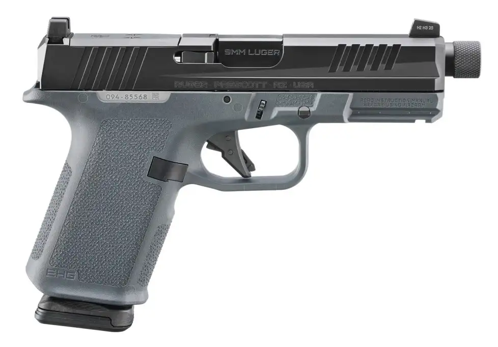 RUGER RXM THREADED 9MM PISTOL 4" BBL STEALTH GRAY MAGPUL EHG, O.R. 2-15RD MAGS