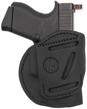 1791 Gunleather 4WH3SBLL 4-Way  IWB/OWB Size 03 Stealth Black Leather Belt Clip Compatible w/Glock 26/Ruger LC9/S&W M&P Shield/2.0 9/40 Left Hand