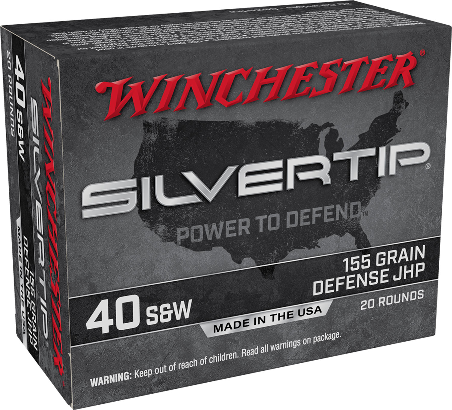Winchester Ammo W40SWST Silvertip 40S&W 155gr Silvertip Jacket Hollow Point 20 Per Box/10 Case