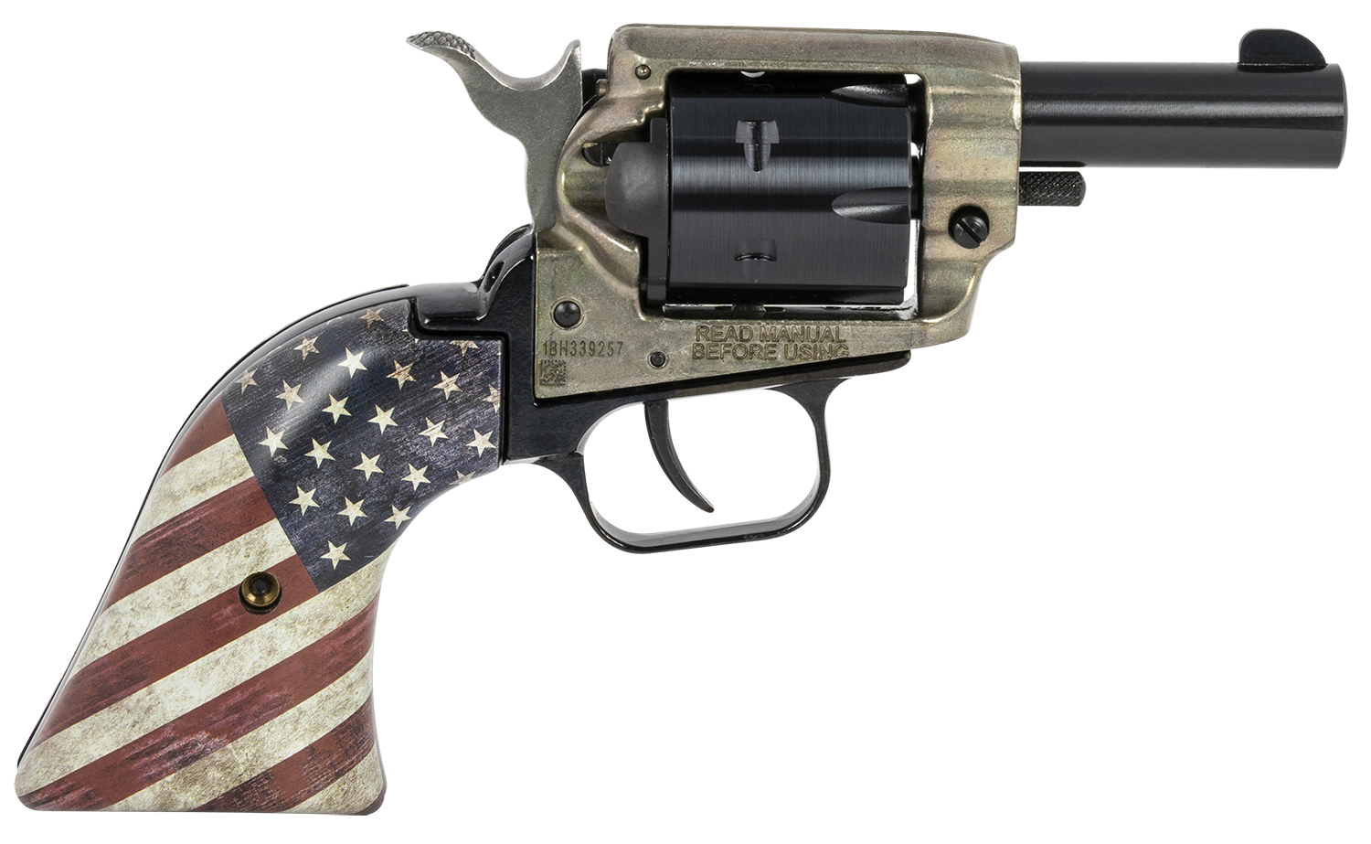 Heritage Mfg BK22CH2USFLAG Barkeep 22 LR 6 Shot 2.67" Black Oxide Steel Barrel & Cylinder, Simulated Case Hardened Zinc Alloy Frame, US Flag Polymer Grips
