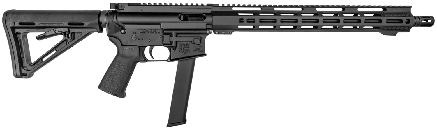 Diamondback DB1418P001 DB15 9mm Luger 32+1 16", Black, Carbon Lower, Magpul MOE Stock, Magpul K2 Grip, Flash Hider