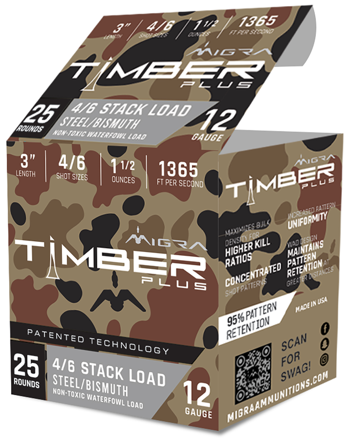 Migra Ammunitions M12SB46 Combinational 12Gauge 3" 1 1/2oz 4/6Shot 25 Per Box/10 Case