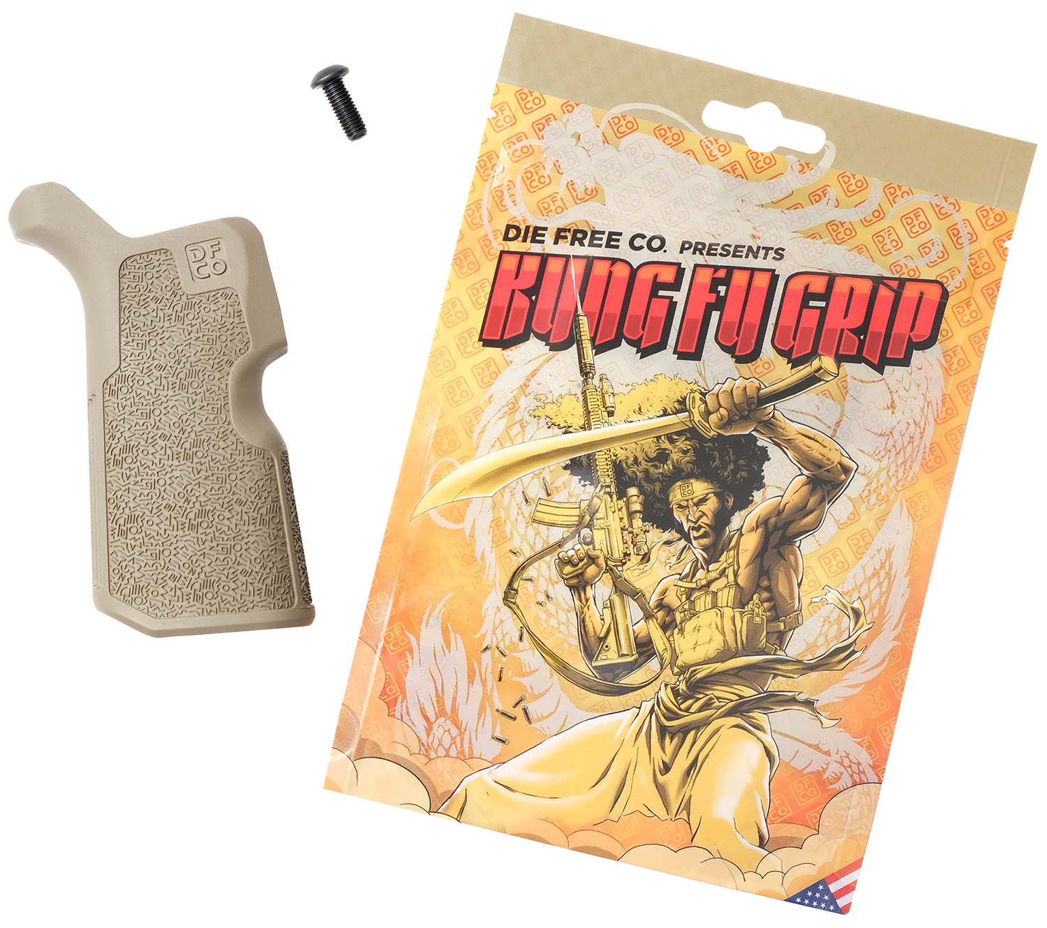 Die Free Co Llc KFGFDE Kung Fu Grip Flat Dark Earth Nylon Fits AR15/M4/AR10/SR25