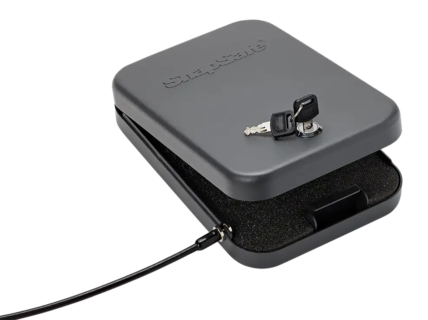 SnapSafe 75200 Lock Box Large Key Entry Black Steel Holds 1 Handgun 9.50" L x 6.50" W x 1.75" D