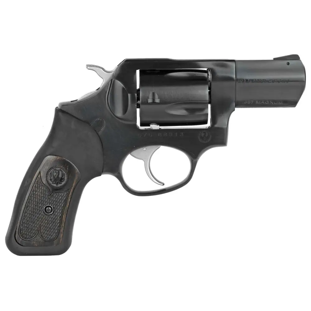 RUGER SP101 357MAG REV 2.25" BLUED, CSHND RBR WOOD GRP