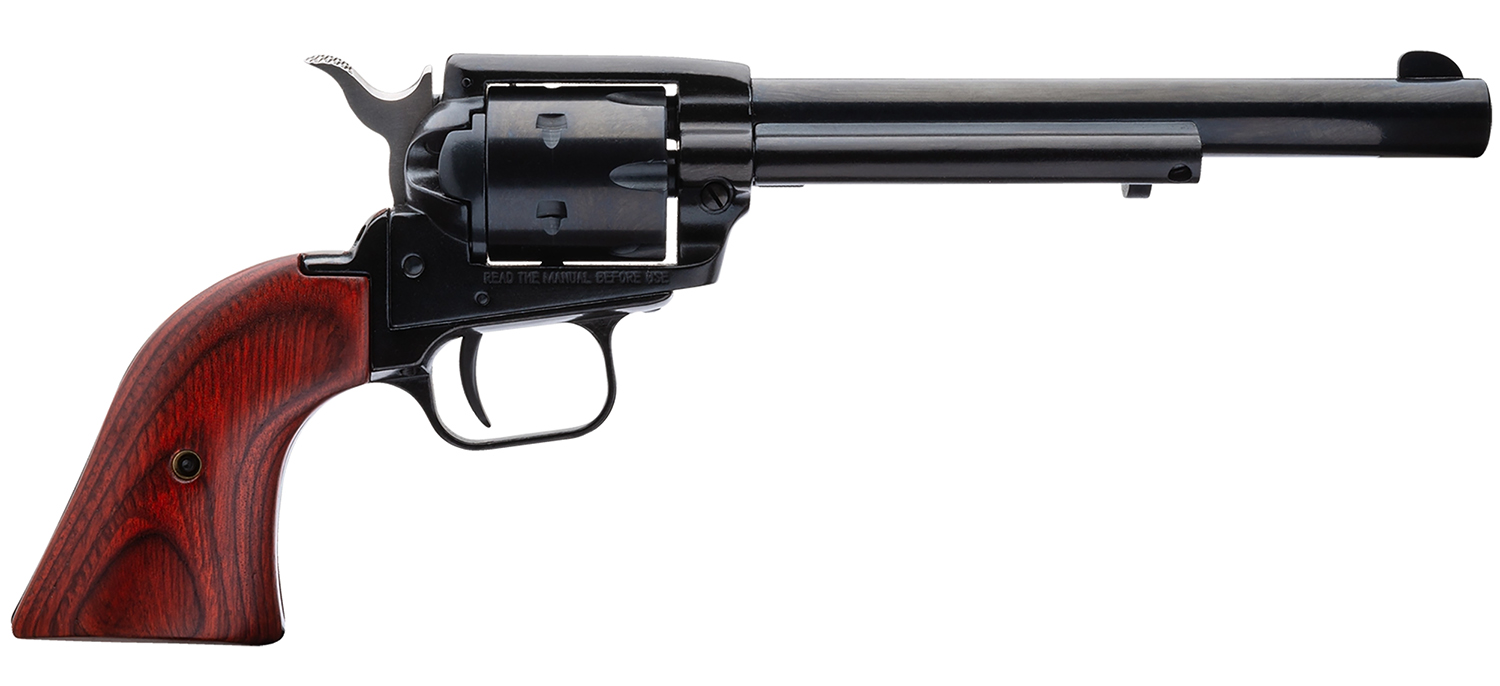 Heritage Mfg RR22B6 Rough Rider 22 LR 6 Shot, 6.50" Black Steel Barrel, Black Zinc Alloy Frame, Black Cylinder, Cocobolo Grip, Hammer/Thumb Safety, Exposed Hammer