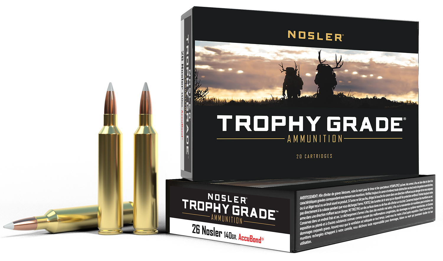 Nosler 60014 Trophy Grade 26Nosler 140gr Nosler AccuBond 20 Per Box/10 Case