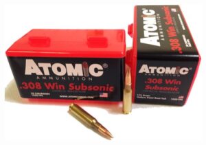 ATOMIC 308 WIN 175GR SUBSONIC - BTHP 50RD 10BX/CS