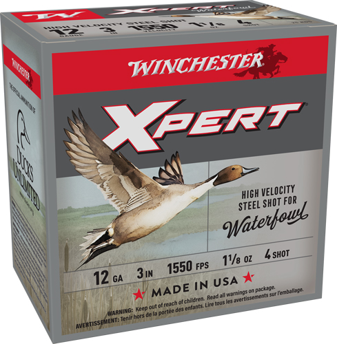 WINCHESTER XPERT STEEL 12GA 3" - 1-1/8OZ #4 1550FPS 25RD 10BX/C