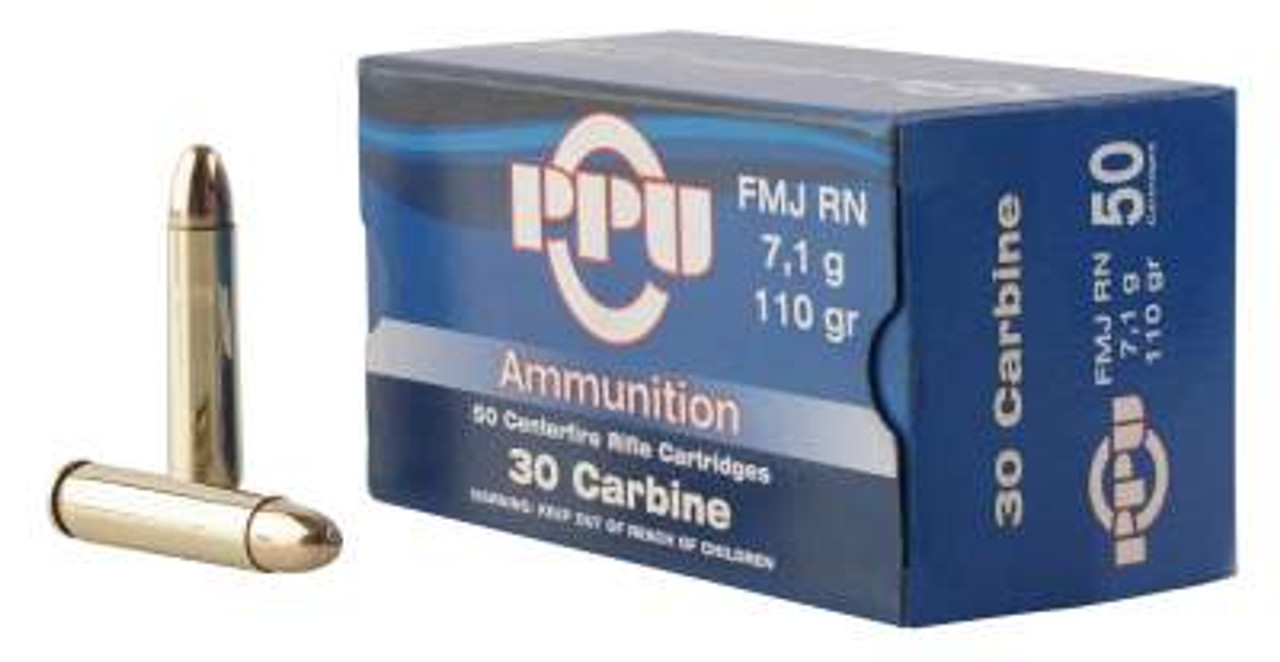 PPU 30 CARBINE FMJ 110GR 50RD BOX 10 BOXES PER CASE