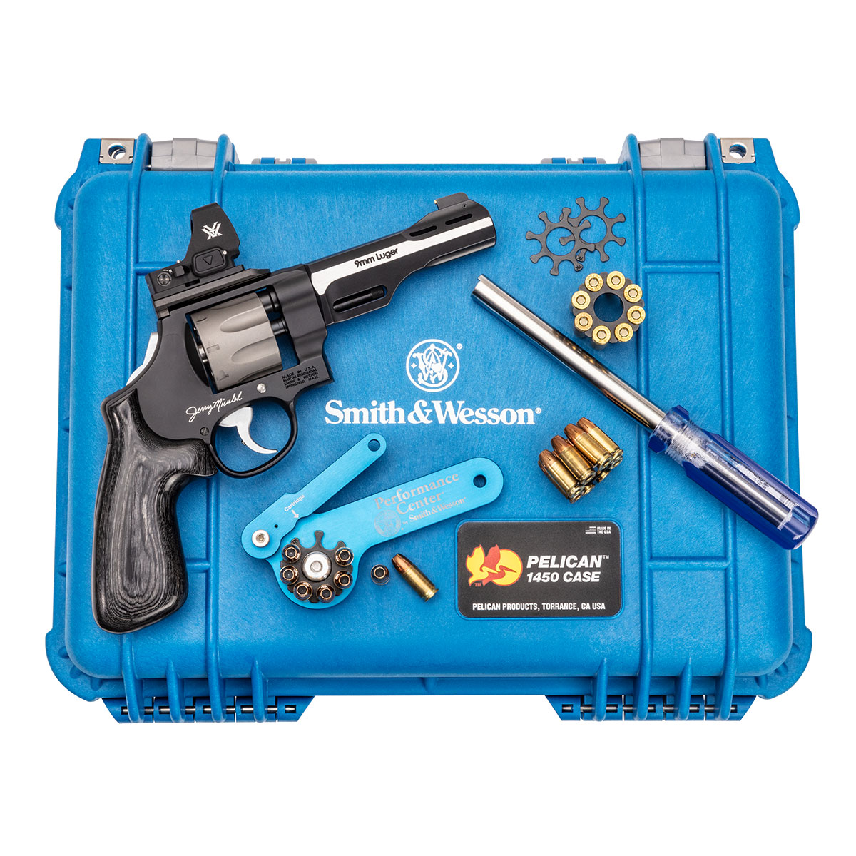 SMITH & WESSON PC MODEL 327 WR JERRY MICULEK 9MM REV 5" 8RD D/A SCANDIUM FRAME, VORTEX RED DOT