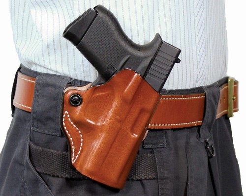DESANTIS MINI SCABBARD HOLSTER - RH OWB LEATHER J-FRM 2-2.25 TN